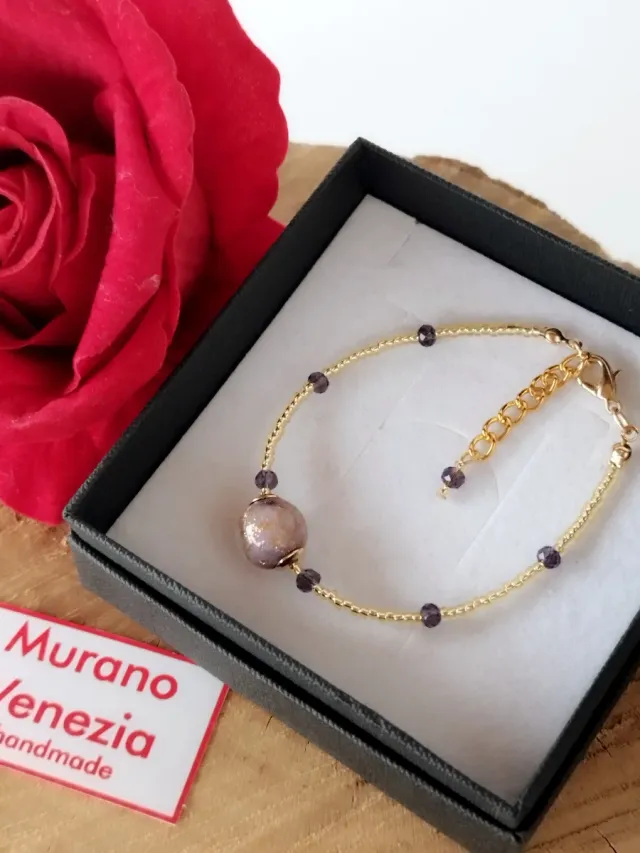 Bracciale Murano Vetro Oro e Viola