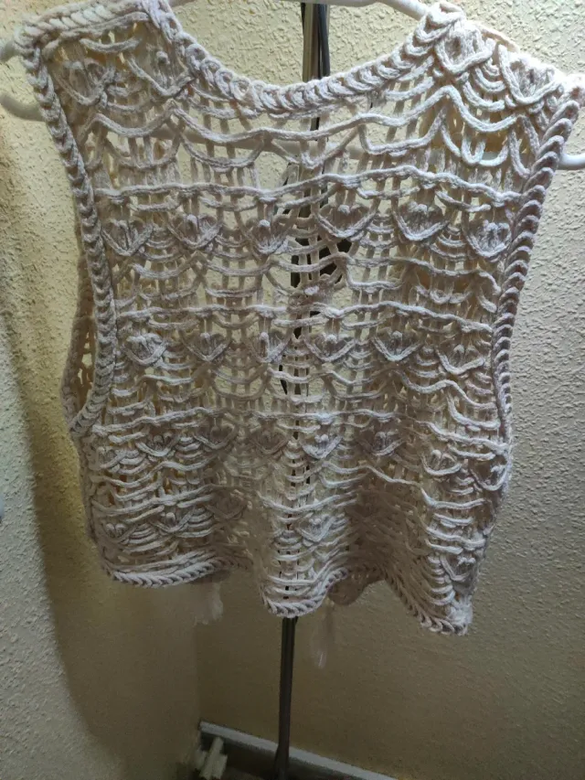 Chaleco crochet beige talla única