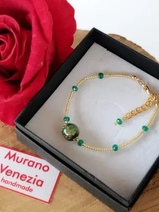 Bracciale Murano Venezia Vetro Oro Verde