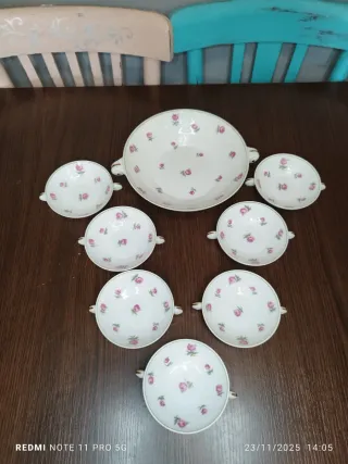 LIMOGES PORCELANA JUEGO DE POSTRE ANTIGUO