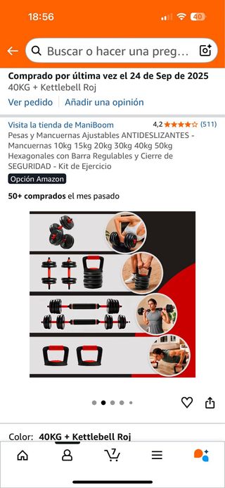 Juego de pesas 40kg + Kettlebell