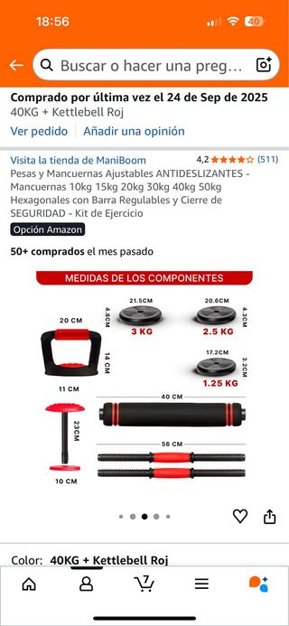 Juego de pesas 40kg + Kettlebell