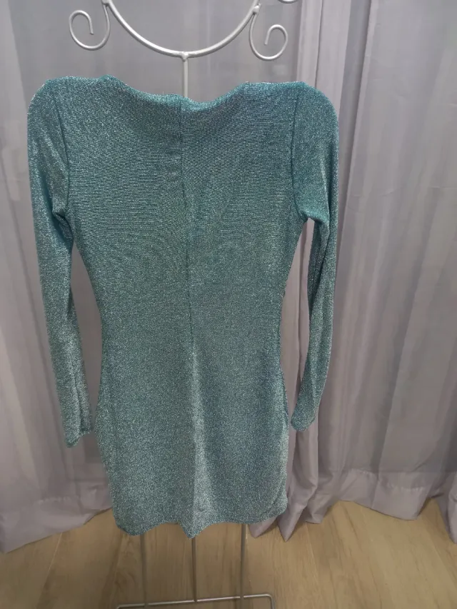 Vestido corto fiesta verde turquesa brillante