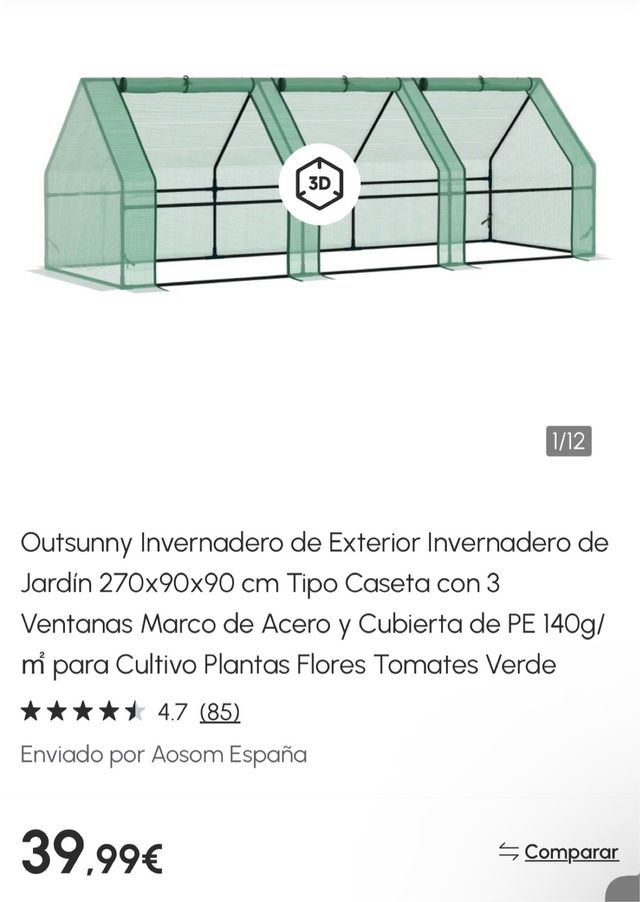 Invernadero Outsunny 270x90x90cm