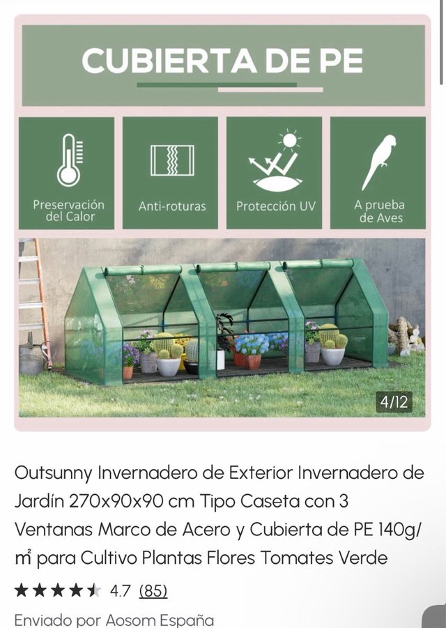 Invernadero Outsunny 270x90x90cm