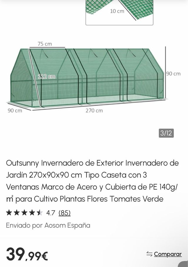 Invernadero Outsunny 270x90x90cm