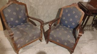 Sillones vintage tela y madera