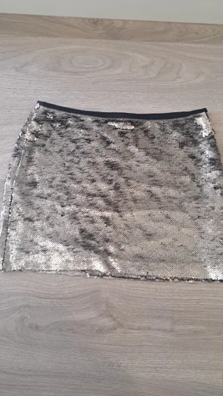 Falda mini lentejuelas plateada