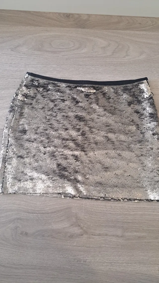 Falda mini lentejuelas plateada