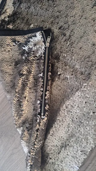 Falda mini lentejuelas plateada