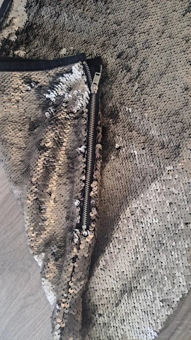 Falda mini lentejuelas plateada