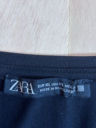Camiseta ajustada Zara Negra Manga Larga XL