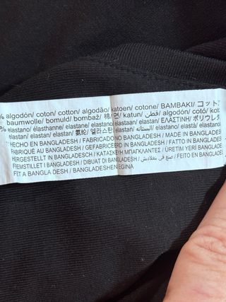 Camiseta ajustada Zara Negra Manga Larga XL