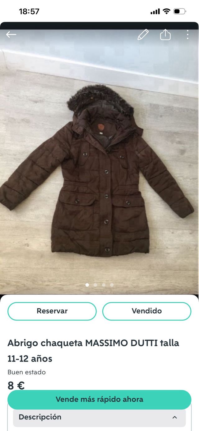 Abrigo Massimo Dutti 11-12 años
