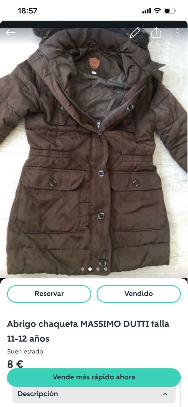 Abrigo Massimo Dutti 11-12 años