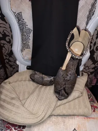 Sandali finto serpente oro/argento