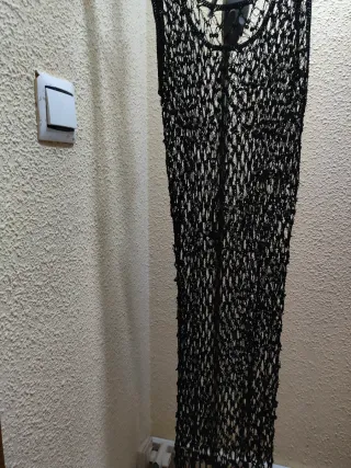 Vestido malla lentejuelas negro talla única