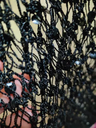 Vestido malla lentejuelas negro talla única