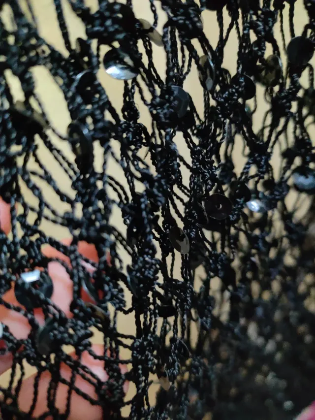 Vestido malla lentejuelas negro talla única