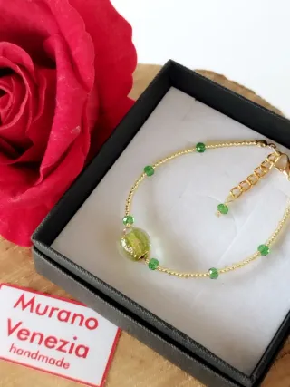 Bracciale Murano Vetro Oro e Verde