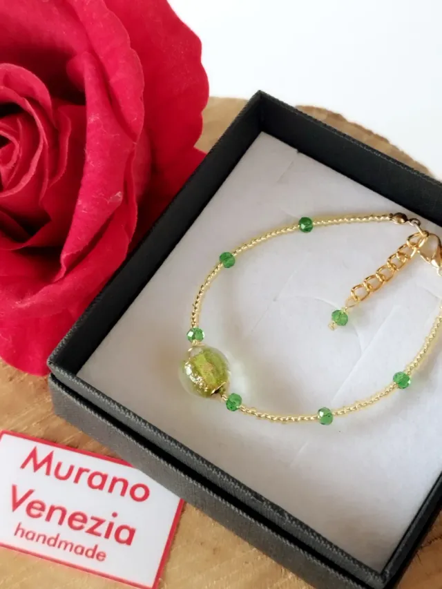 Bracciale Murano Vetro Oro e Verde