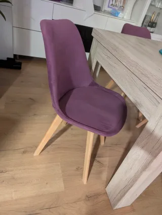 Juego 4 Sillas Comedor Terciopelo Violeta