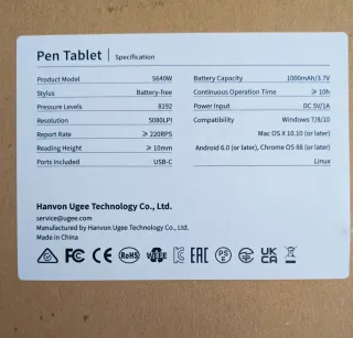 Tableta Gráfica UGEE S640W Inalámbrica