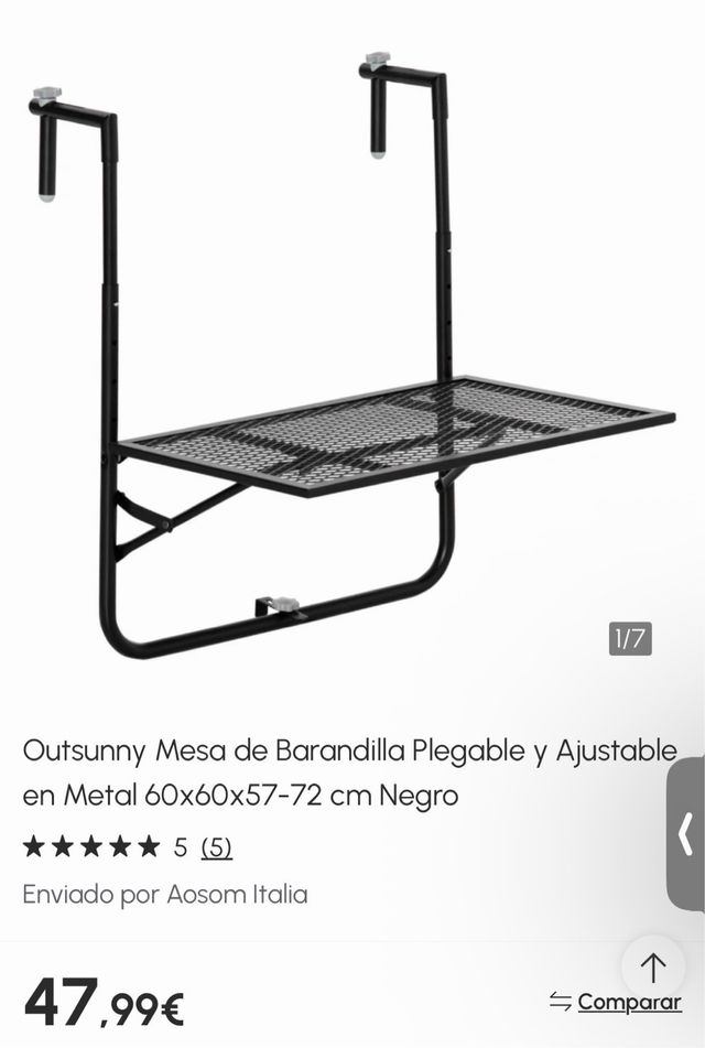 Mesa Plegable Outsunny para Barandilla