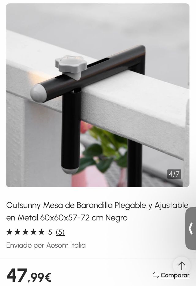 Mesa Plegable Outsunny para Barandilla