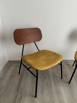 2 Sillas Vintage-Modernas Madera y Metal