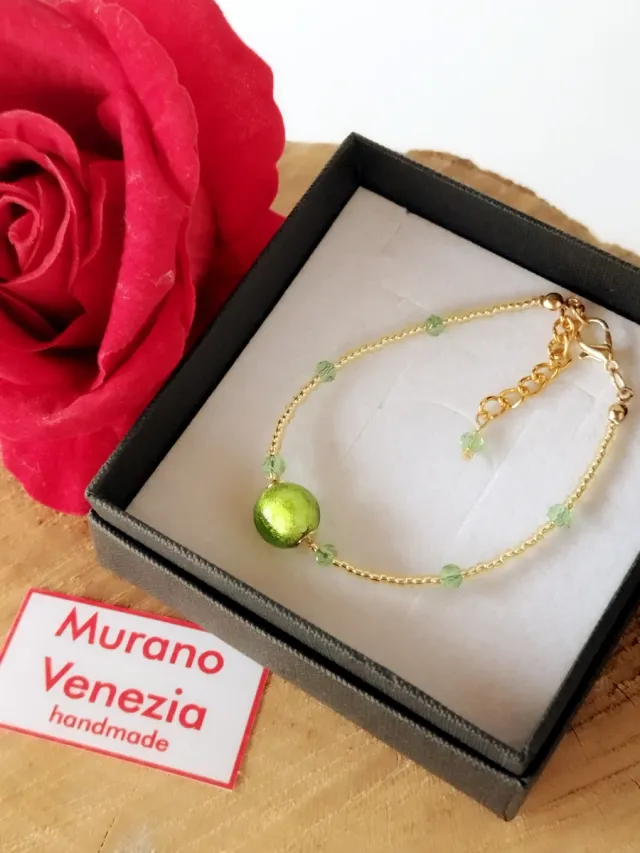 Bracciale Murano Venezia Vetro Oro Verde