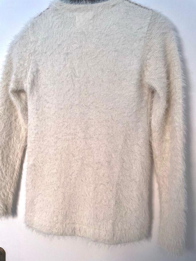 Jersey pelo con lentejuelas beige y dorado