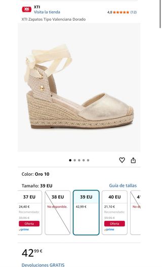 XTI Sandalias Cuña Doradas