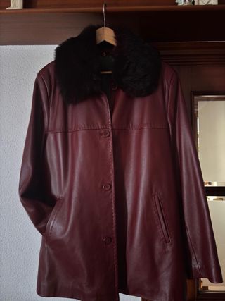 Abrigo Piel Ovina Mujer Talla 52 Rojo