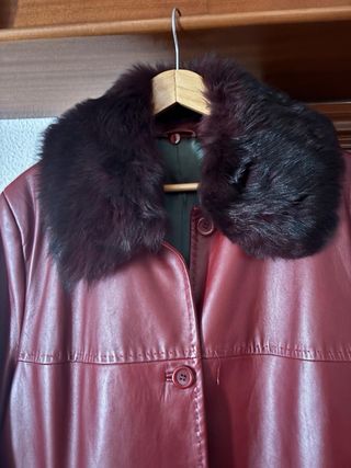 Abrigo Piel Ovina Mujer Talla 52 Rojo