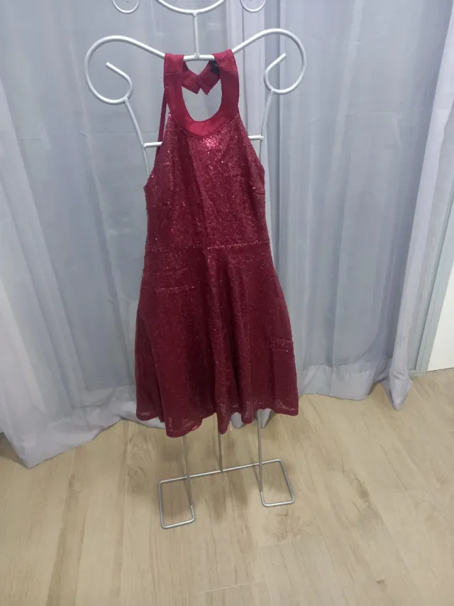 Vestido fiesta burdeos lentejuelas mini