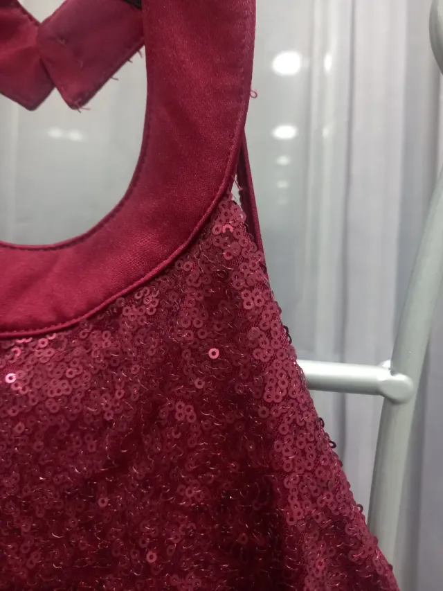 Vestido fiesta burdeos lentejuelas mini