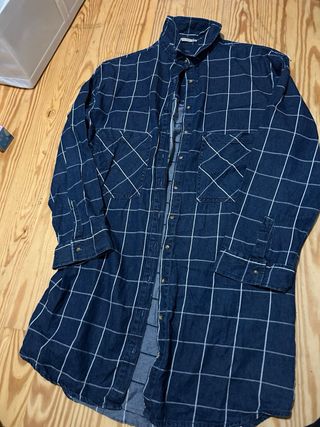 Camisa larga a cuadros mujer