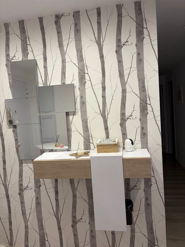 Recibidor moderno con espejo y cajón