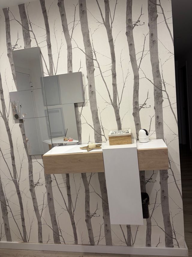 Recibidor moderno con espejo y cajón