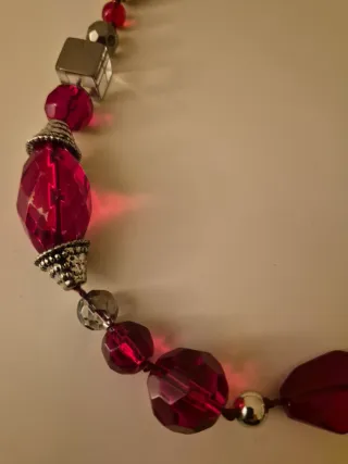 Collana pietre rosse e argento
