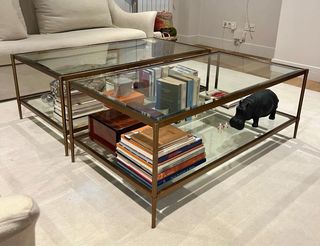 2 Tavolini in acciaio e cristallo