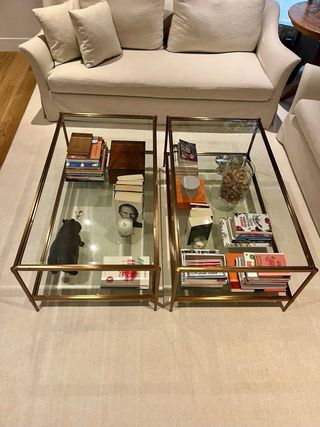 2 Tavolini in acciaio e cristallo