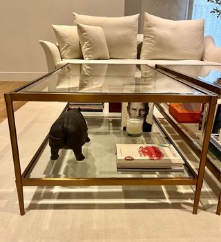 2 Tavolini in acciaio e cristallo