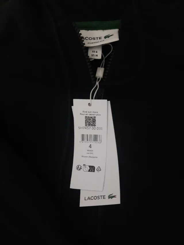 Sudadera Lacoste Negra con Capucha Talla M