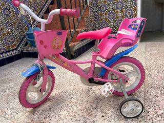 Bicicleta niña Peppa Pig con ruedines y cesta
