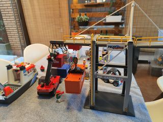 Playmobil Puerto Carga Grúa Barco