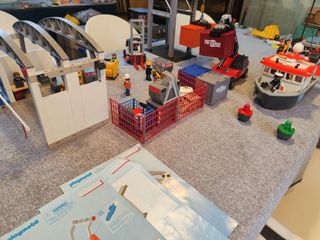 Playmobil Puerto Carga Grúa Barco