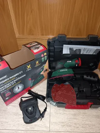 Lijadora Parkside 12V nuevo COMPLETO