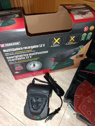Lijadora Parkside 12V nuevo COMPLETO
